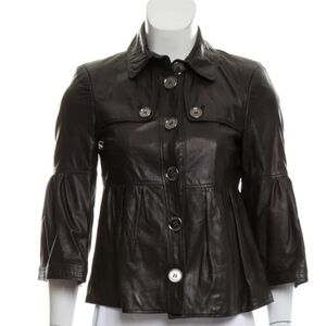 Burberry Deep Brown Leather Jacket for Women
